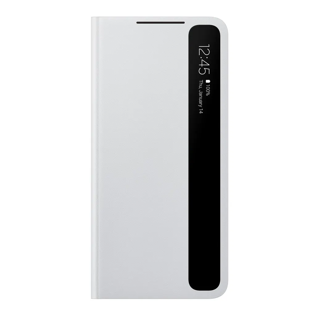 Coque Galaxy S21+ avec rabat intelligent Smart Clear View Gris Clair - 2