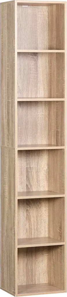 Bibliothèque bois brun 6 cases avec système anti-basculement - 30x23,5 cm