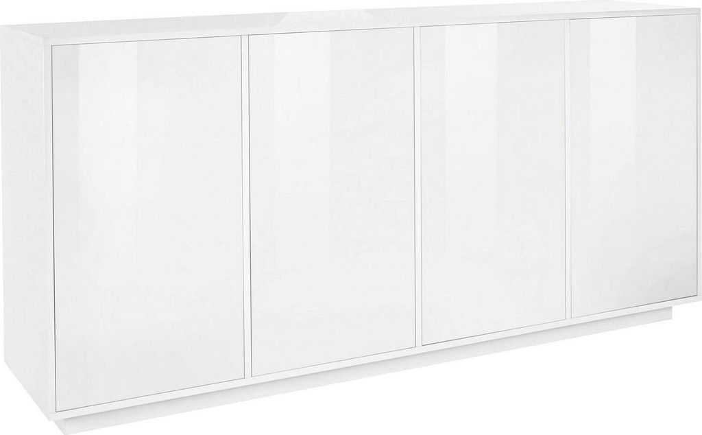 Kommode Dnánde, Küchen-Sideboard mit 4 Türen, Wohnzimmer-Buffet, 100 % Italy, cm 180x41h86, glänzend weiß