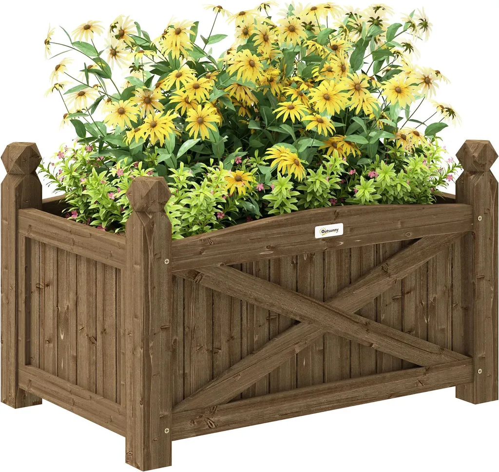 Bac à fleurs surélevé en bois kaki - Fini le mal de dos au jardinage