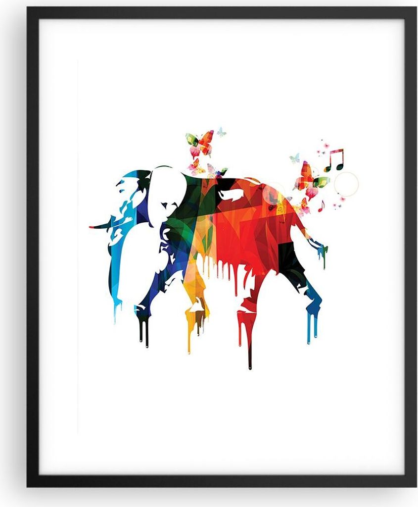 Gerahmtes Poster - Schwarzer Rahmen - Elefant Tierwelt Fantasie - 40x50 cm - Wand Bild - Wanddeko - Wandbilder - Wandposter - Bilderrahmen - Bilder...