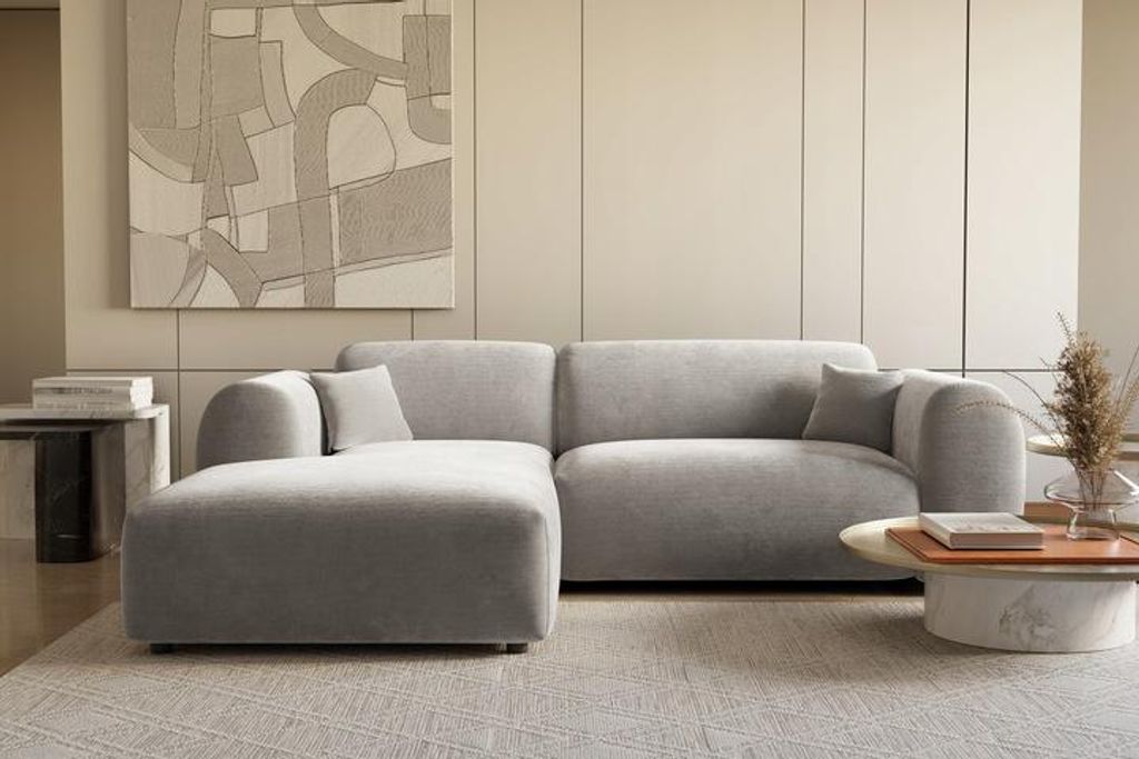 LetSit Ecksofa Malaga L Tresor Linke Freistehendes Loungesofa Bequemes Ecksofa Schmutzabweisend Compact Für Wohnzimmer Schlafzimmer Grau