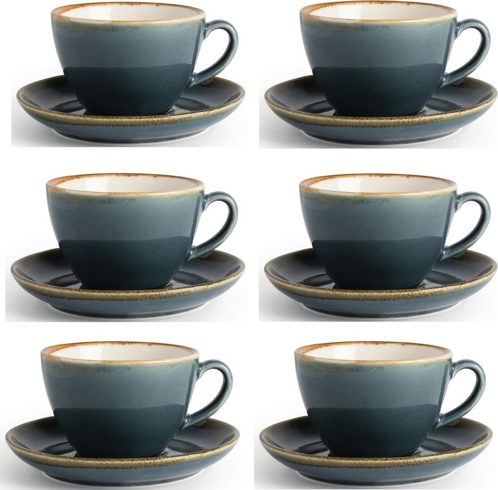 Olympia Kiln Cappuccinotassen + Untertassen Ozean | 34cl | Produktbild 