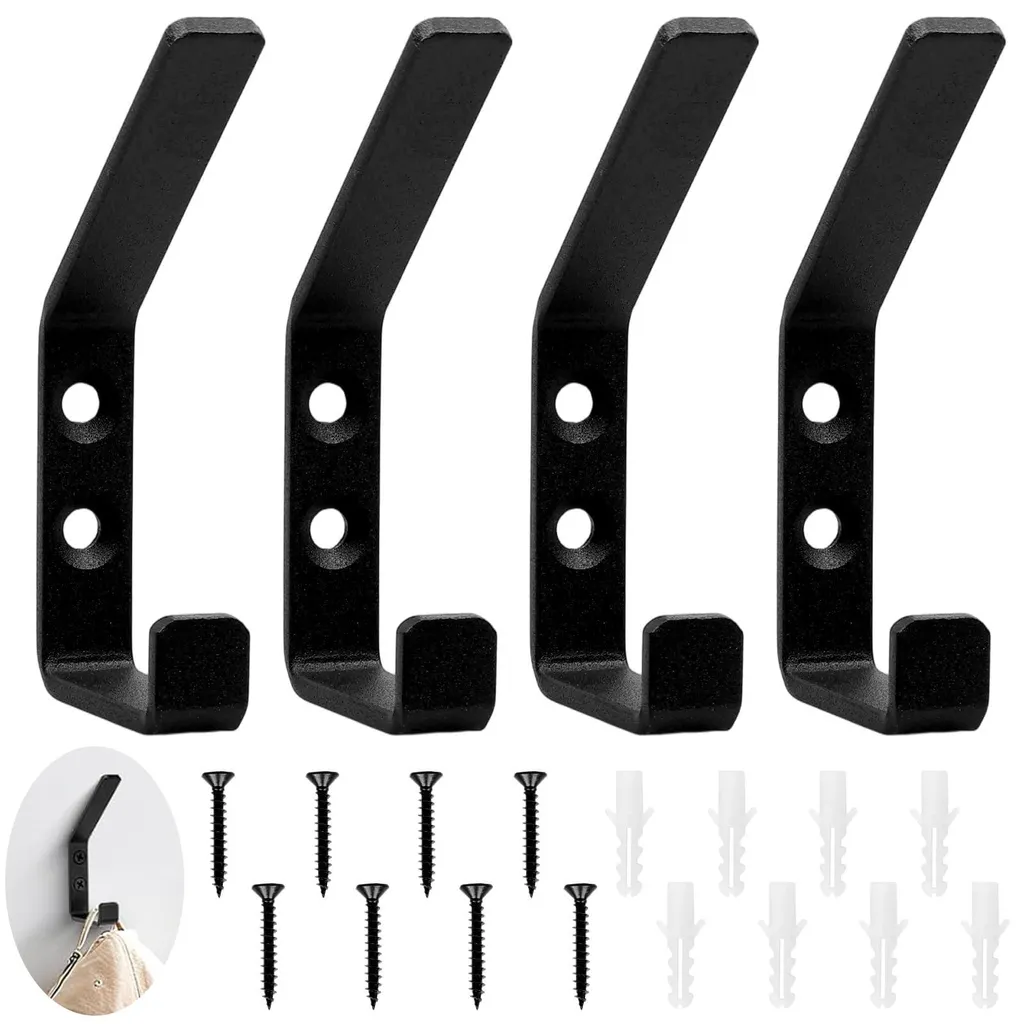 Crochets de vestiaire pour panneaux acoustiques - Lot de 4 noir mat