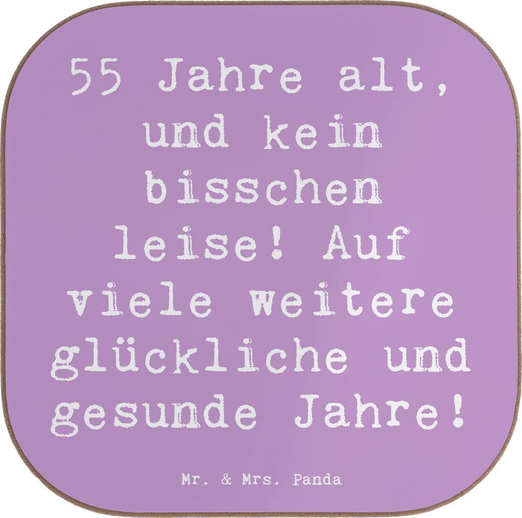 Mr. & Mrs. Panda Untersetzer für Gläser Spruch 55. Geburtstag Energie - Lavendeltraum - Geschenk, gläseruntersetzer, älter werden, Alter, Leben...