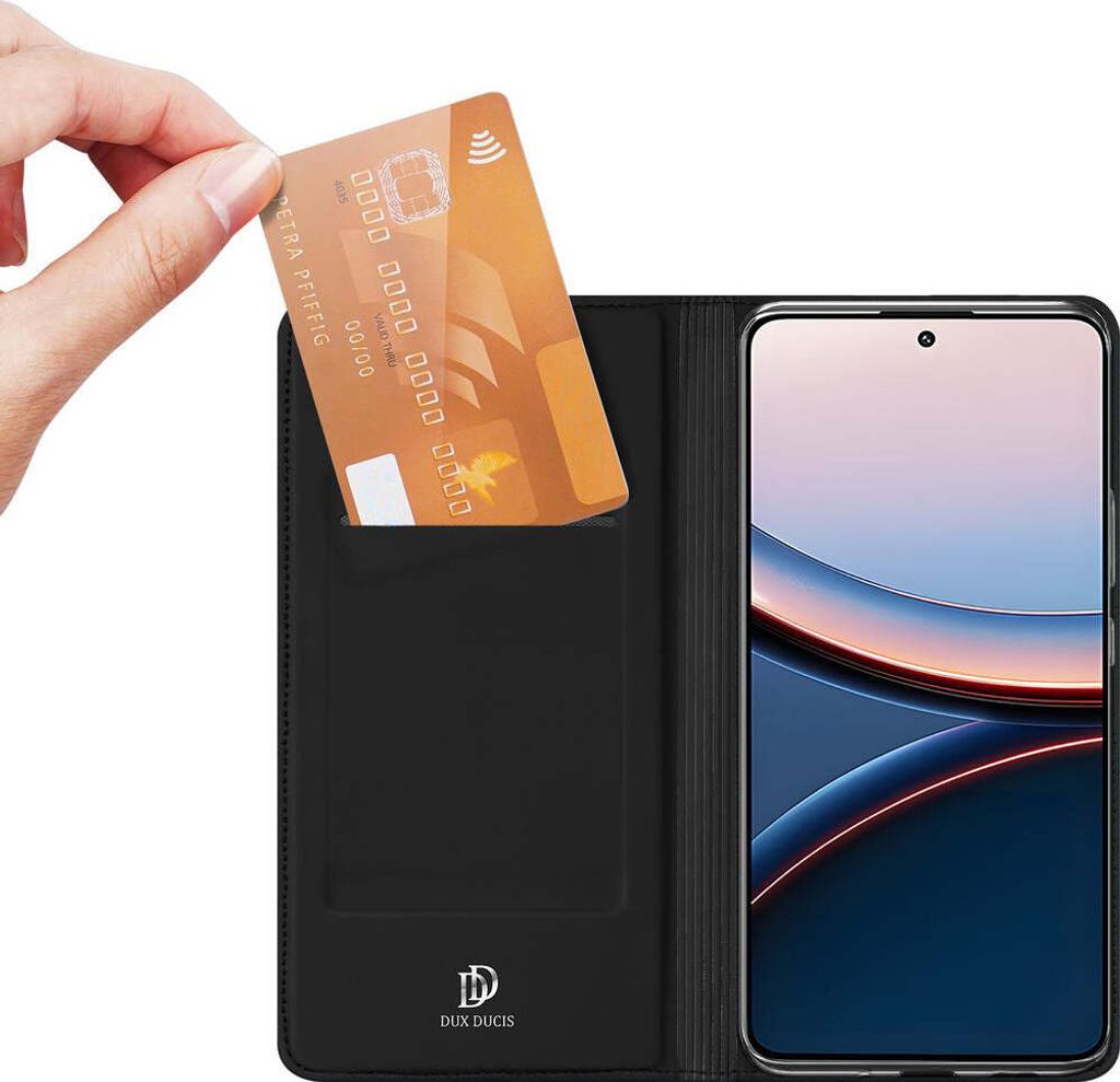 Handyhülle mit Klappe für Xiaomi POCO F7 Ultra, Dux Ducis Skin Pro, Schwarz
