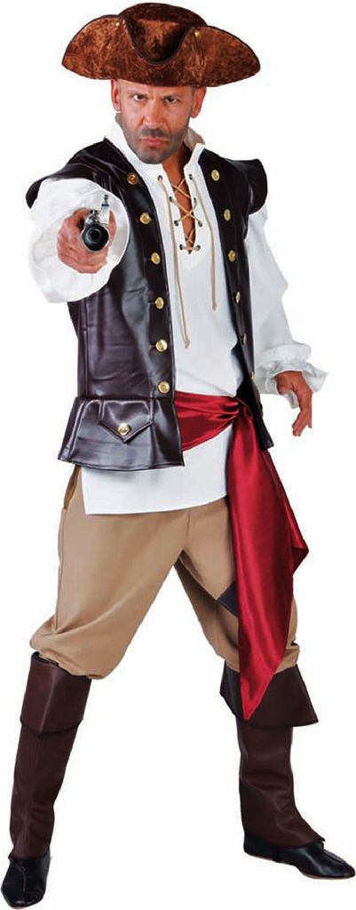 M214209-L-A braun Herren Seerräuber Anzug Freibeuter Kostüm Gr.L