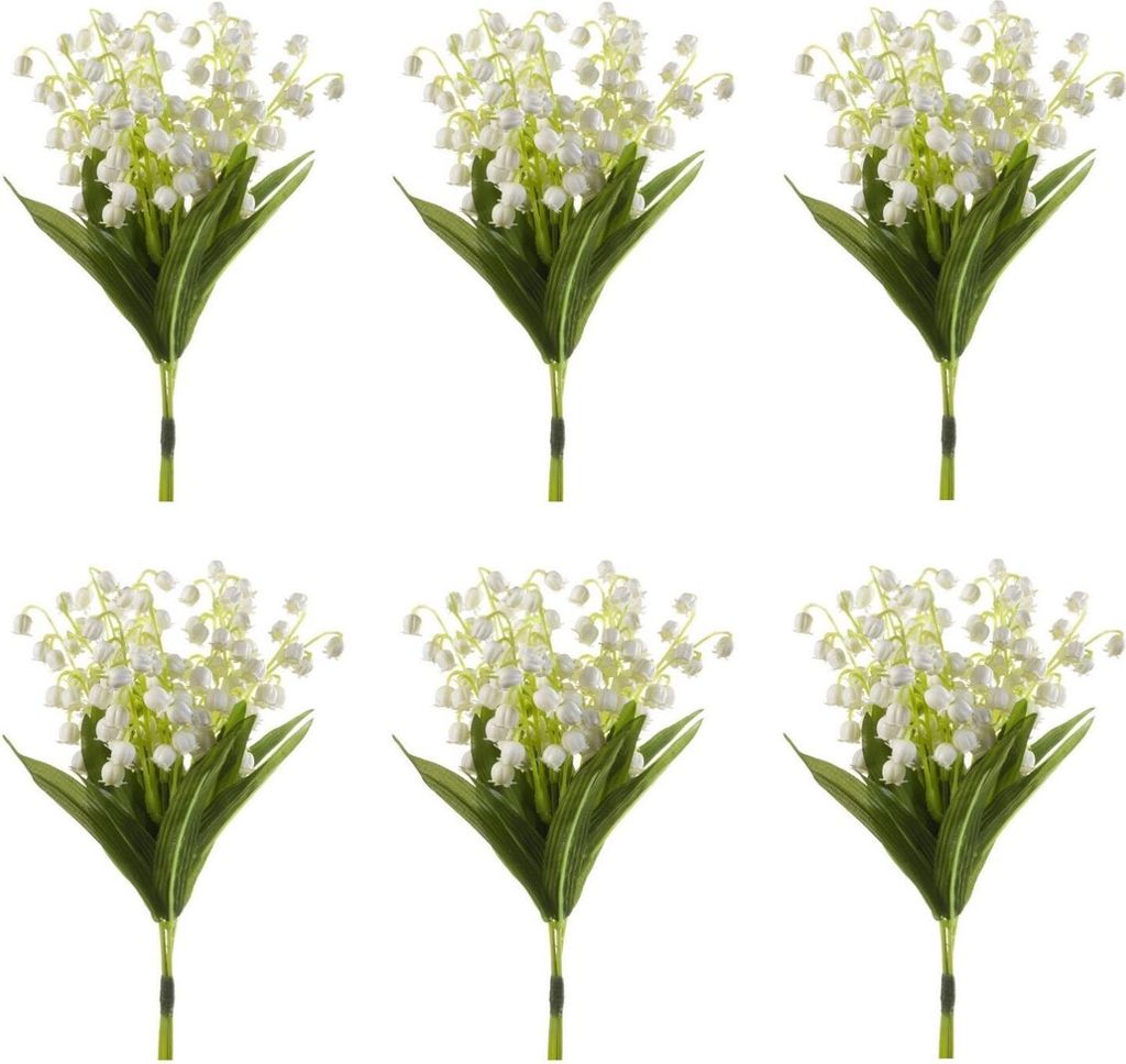 6er Set künstliche Lily of Vally Maiglöckchen Bündel mit 3 Stielen Emerald