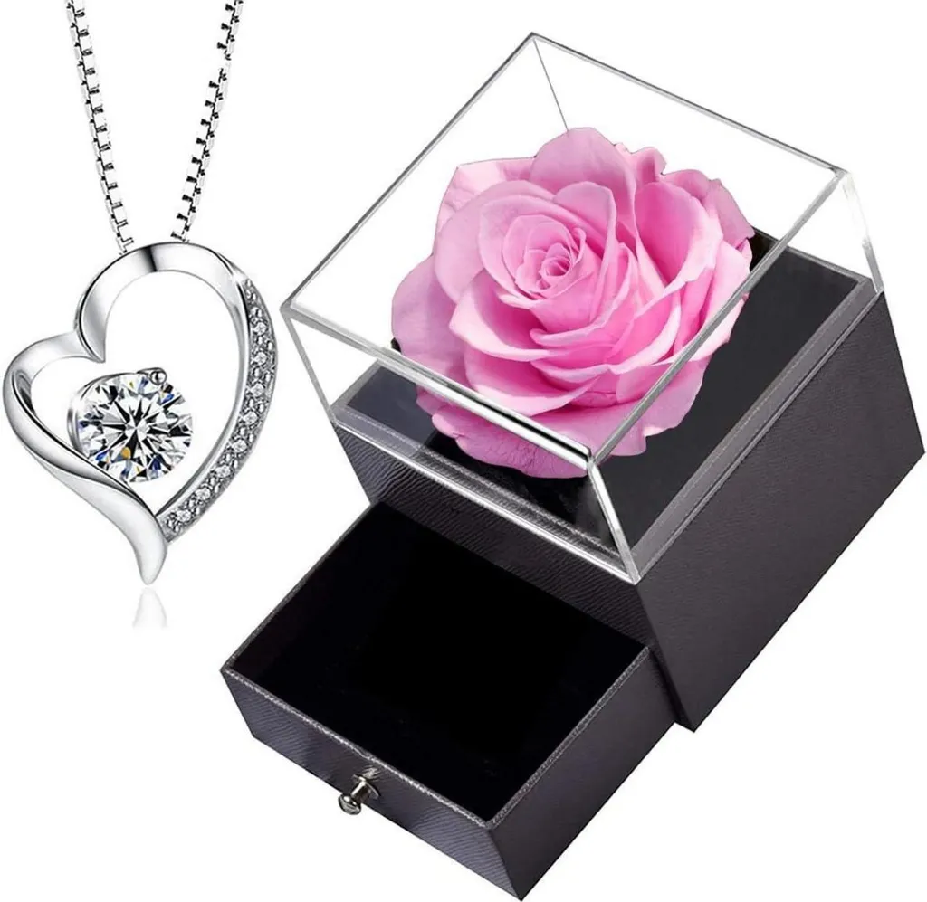 Set Regalo Rosa Stabilizzata Rosa e Gioiello Infinity - Idea Lusso Lei