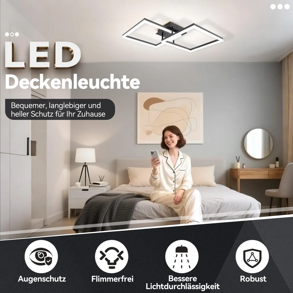 Plafonnier LED 48W à Angle Géométrique en Métal Blanc Style Moderne