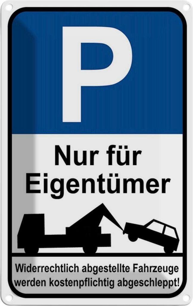 vianmo Blechschild 18x12 cm Parkplatz nur Eigentümer Parkplatzschild