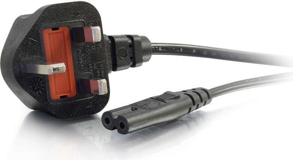 C2G Cbl/3m BS1363 to IEC 60320 C7 Pwr Cord Schwarz Koppler C7