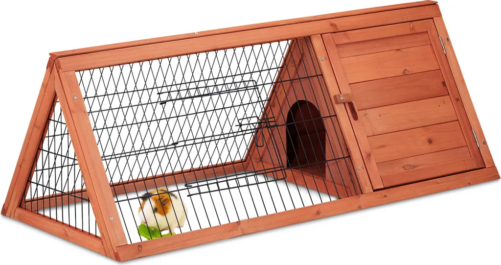 Relaxdays Petit clapier à lapins en bois naturel pour jardin et balcon