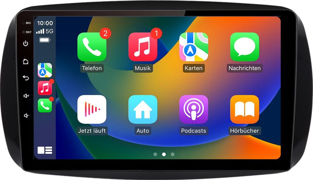 Android Autoradio 9 Zoll 64GB für Smart Fortwo & Forfour 453 (kleines Original-Display) mit CarPlay & Android Auto Navigation & Bluetooth