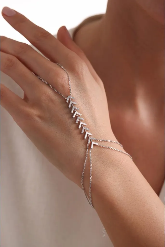 Bracelet de Main Argent pour Mariage et Soirée avec Motif Épis de Blé