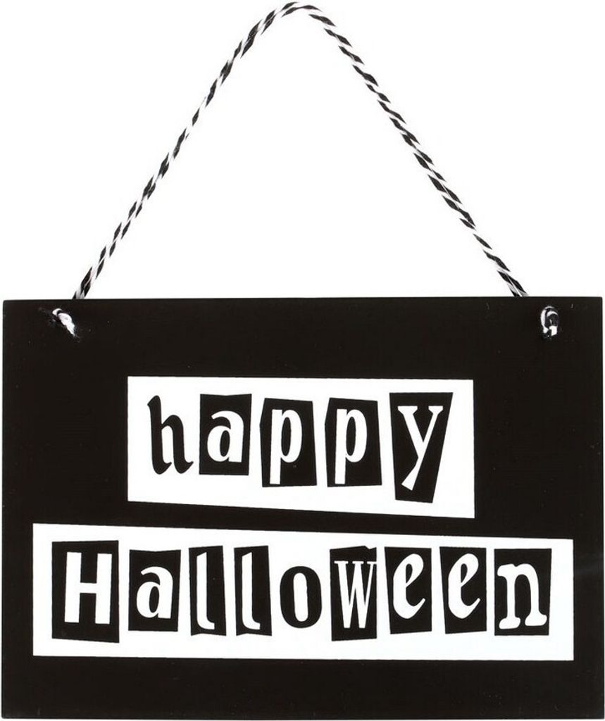 Something Different - Tafel "Happy Halloween", Aufhängen SD5956 (Einheitsgröße) (Schwarz/Weiß)