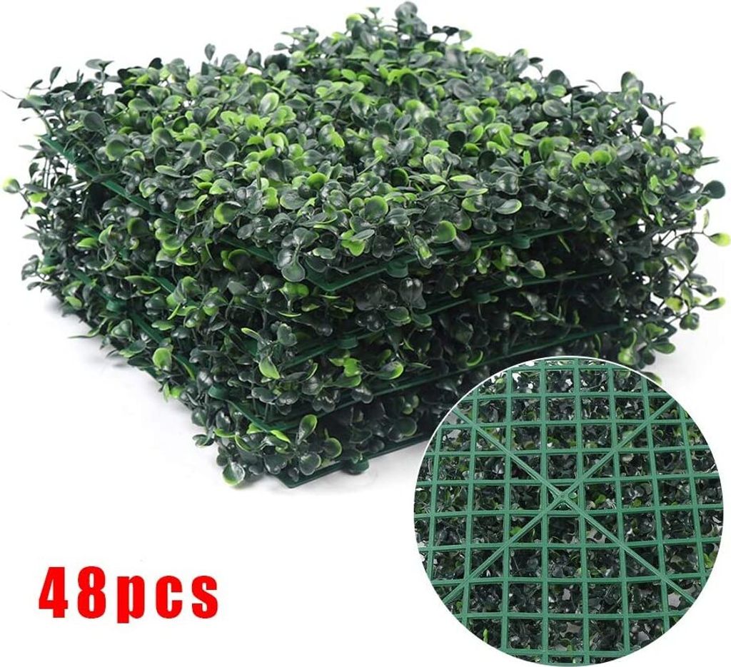 Graswandpaneele 50,8x50,8 Cm - Künstliche Buchsbaumhecke, UV-beständig & Einfach Zu Schneiden Für Sichtschutz & Deko