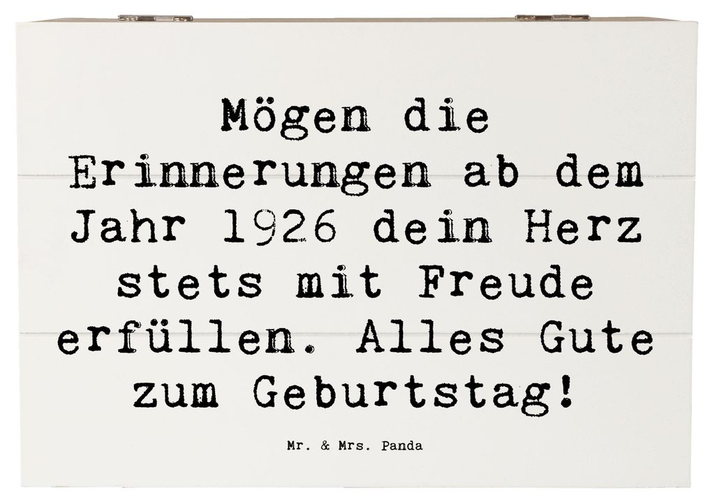 Mr. & Mrs. Panda Kiste Spruch 1926 Geburtstag 22 x 15 cm - Weiß - Geschenk, Geschenkbox, Schatzkiste, Erinnerungen, herzlicher Gruß, Happy Birthd...
