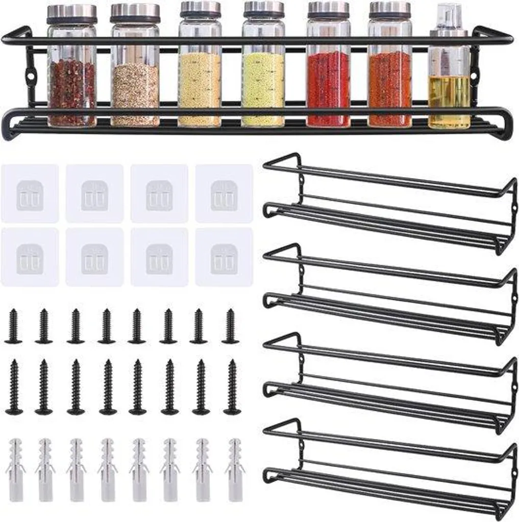 Étagère murale herbes aromatiques noire, rangement cuisine compact