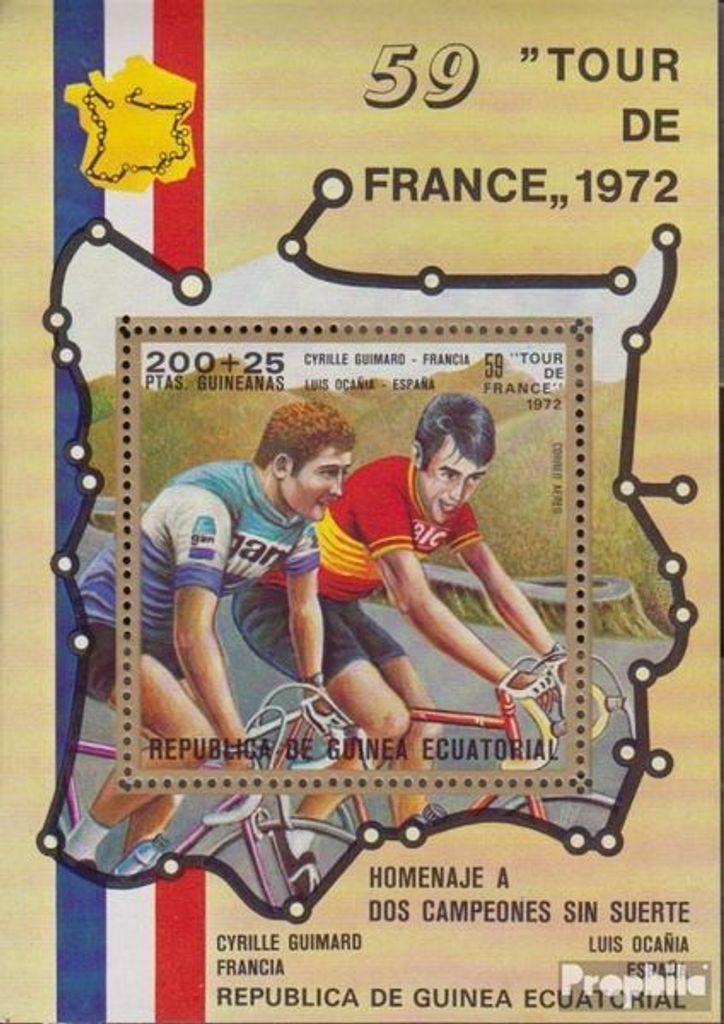 Briefmarken Äquatorialguinea 1973 Mi Block72 (kompl.Ausg.) postfrisch Tour de France