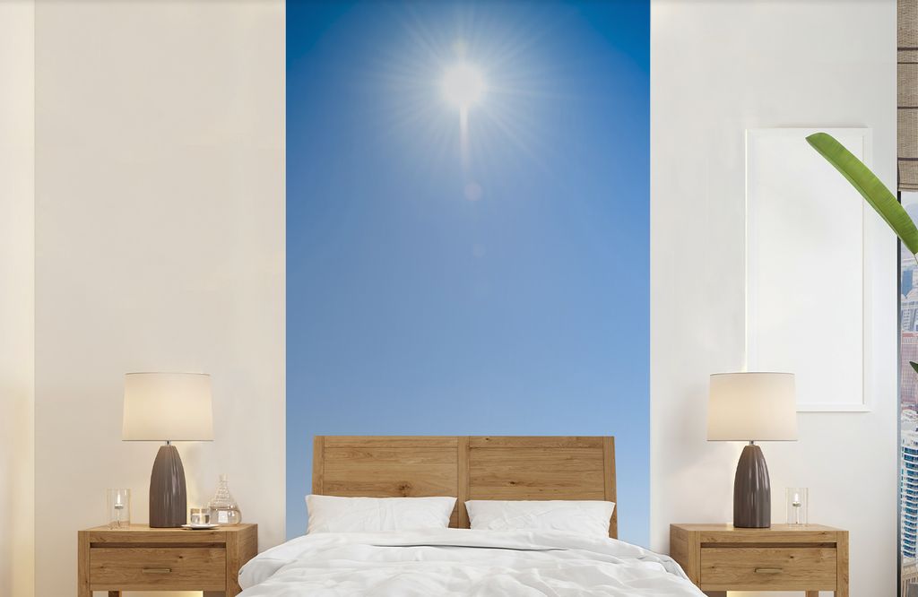 MuchoWow Fototapete für Wohnzimmer oder Schlafzimmer Wandtapete Vinyl Motivtapete Sommer - Meer - Sonne - 120x240 cm - Hintergrundbild