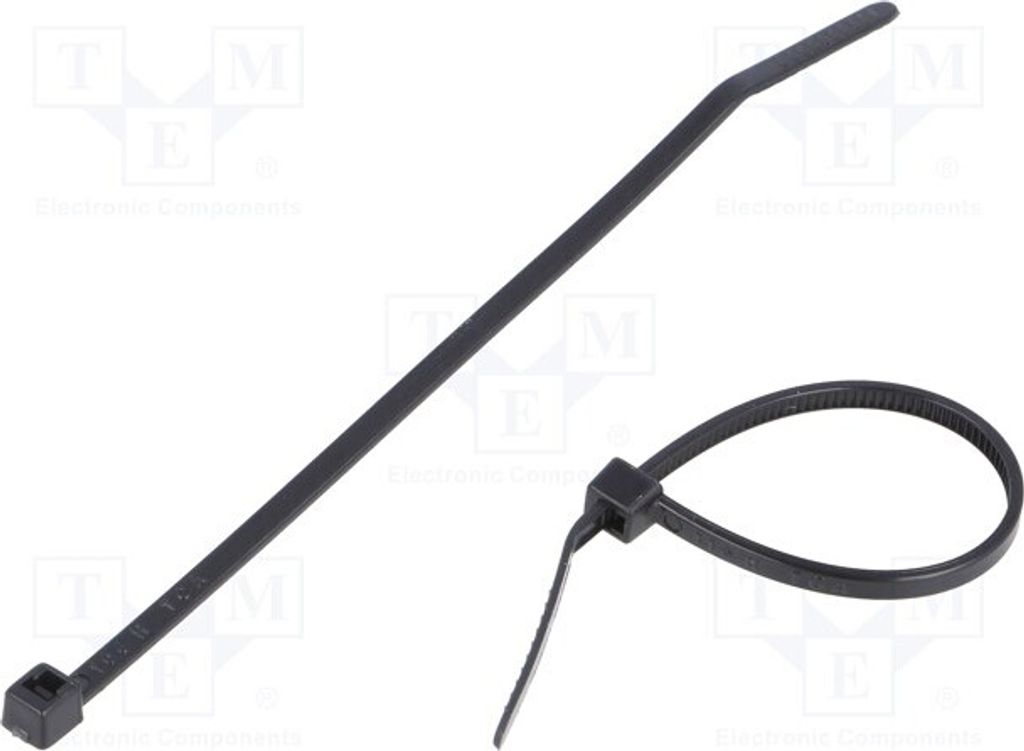 100x Kabelbinder L: 100mm 80N Ømax: 22mm 111-01960 Kabelbinder schwarz W: 2,5mm