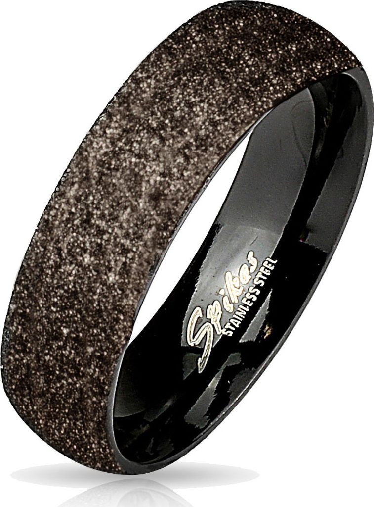 viva-adorno Gr. 49 (15,6 mm Ø) Damen & Herren Edelstahl Ring Partnerring Verlobungsring mit diamantierter Glitzer Oberfläche RS56 schwarz,