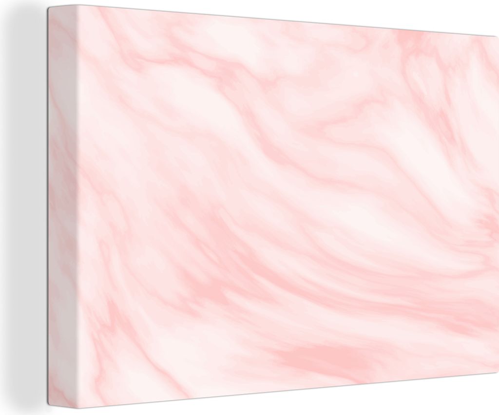 OneMillionCanvasses - Leinwandbilder - 150x100 cm, Marmor - Rosa - Weiß - Luxus - Marmoroptik, Wandbilder Kunstdruck Wanddekoration - Foto auf L...