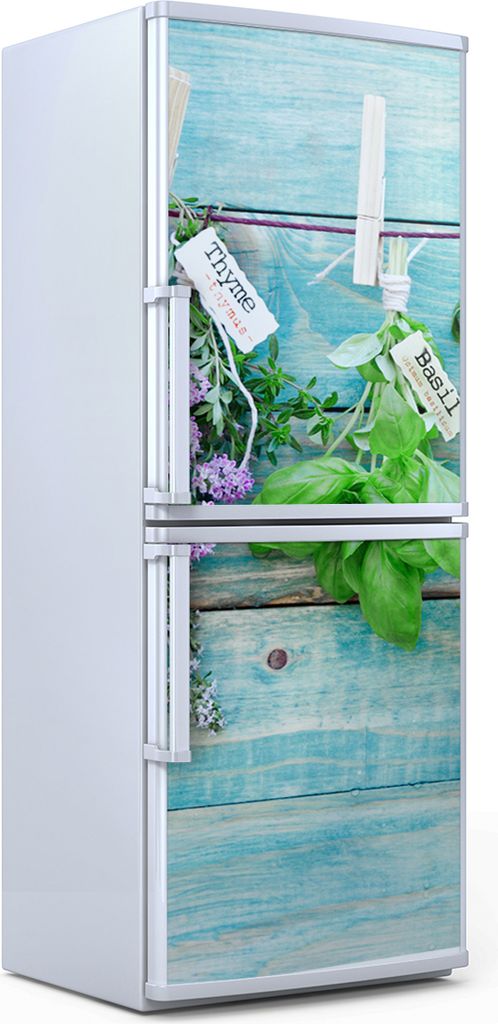 Kühlschrankdekoration 60x180 cm Aufkleber auf dem Kühlschrank - Hängende Kräuter Herbs