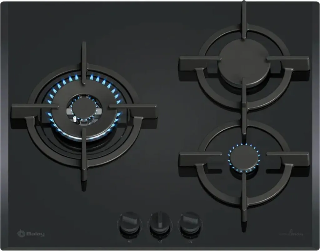 Plaque gaz Balay 3ETG663RN 7500 W avec grilles fonte et verre noir
