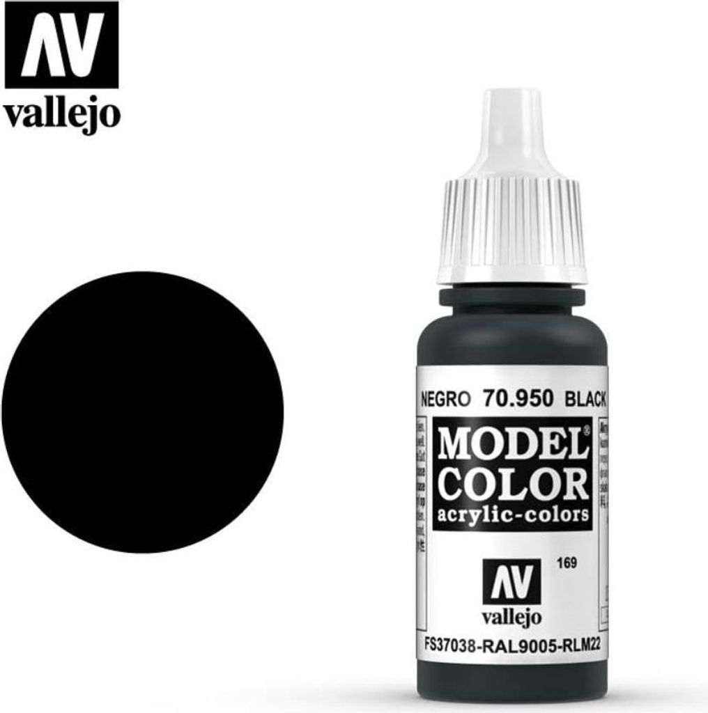 Colore per modelli Vallejo 70950 Nero 17ml opaco per Immagine del prodotto 
