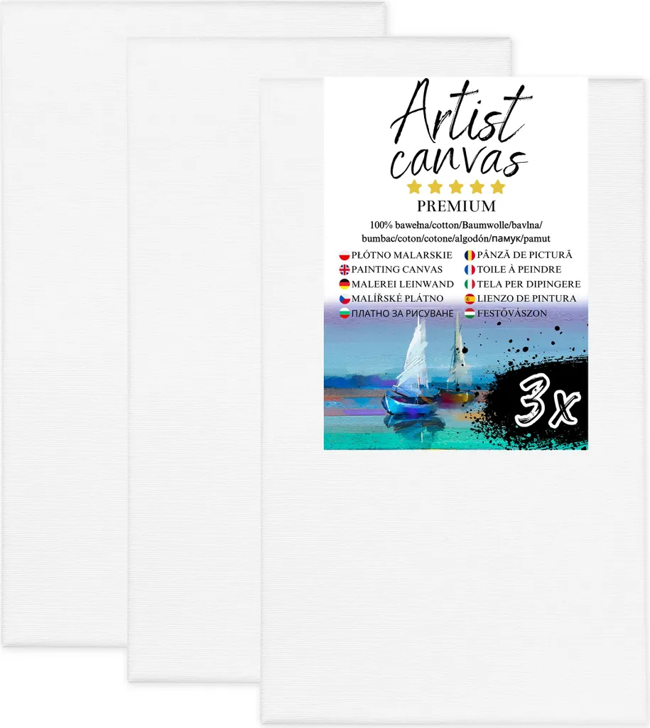 Set 3 Tele per Dipingere 80x140 cm in Cotone 280g/m² | Offerta Belle Arti