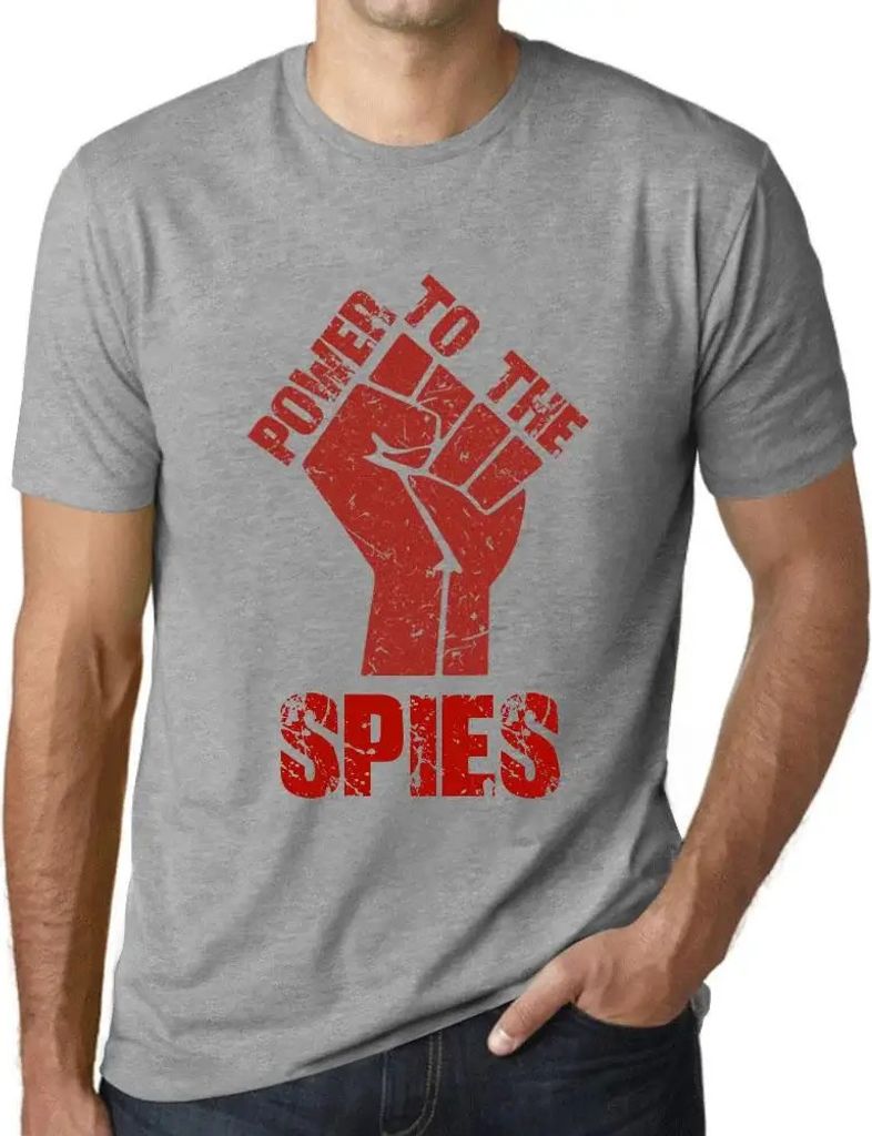 Herren Grafik T-Shirt Macht den Spionen – Power To The Spies – Öko-Verantwortlich Vintage Jahrgang Kurzarm Lustige Druck Geburtstag Geschenk Mann