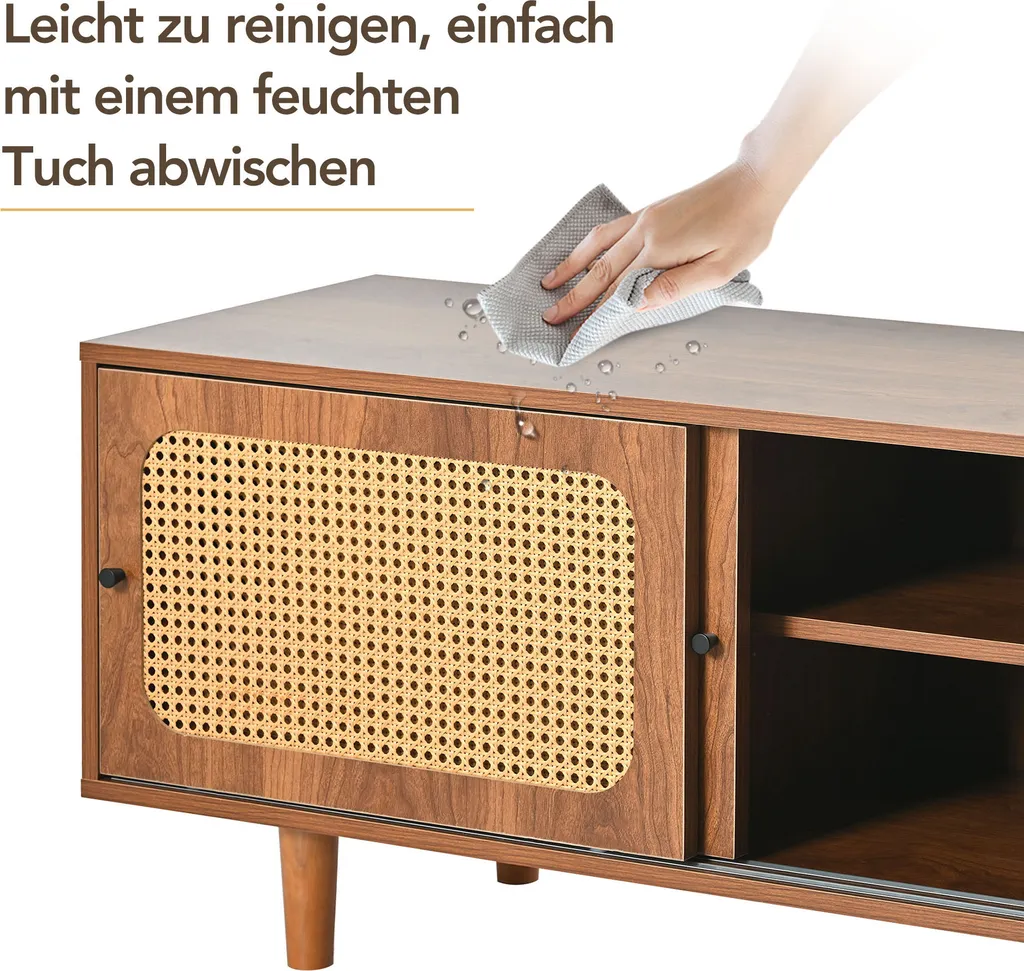 Panca Scarpiera Sweiko 2 Ante Rattan Noce | Organizer Scarpe 104cm - 3