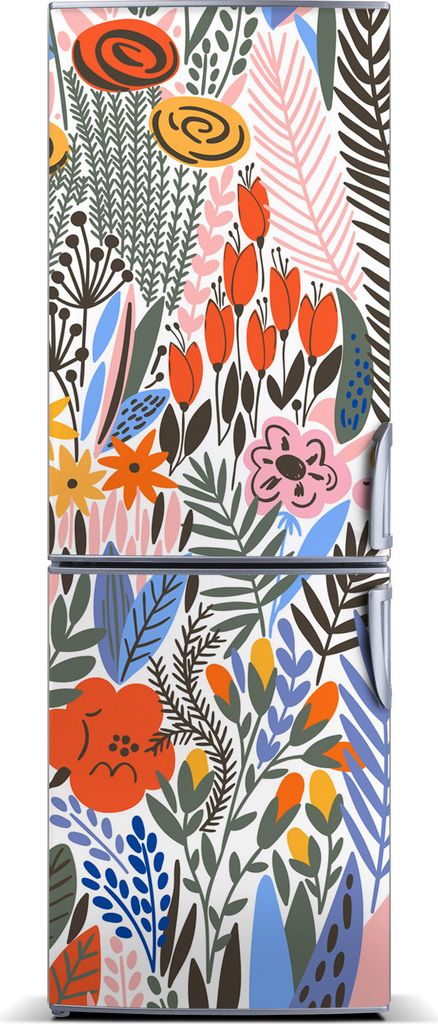 Tulup Kühlschrankdekoration - Magnetmatte - 60 cm x 180 cm - Magnet auf dem Kühlschrank - Tropische Blumen