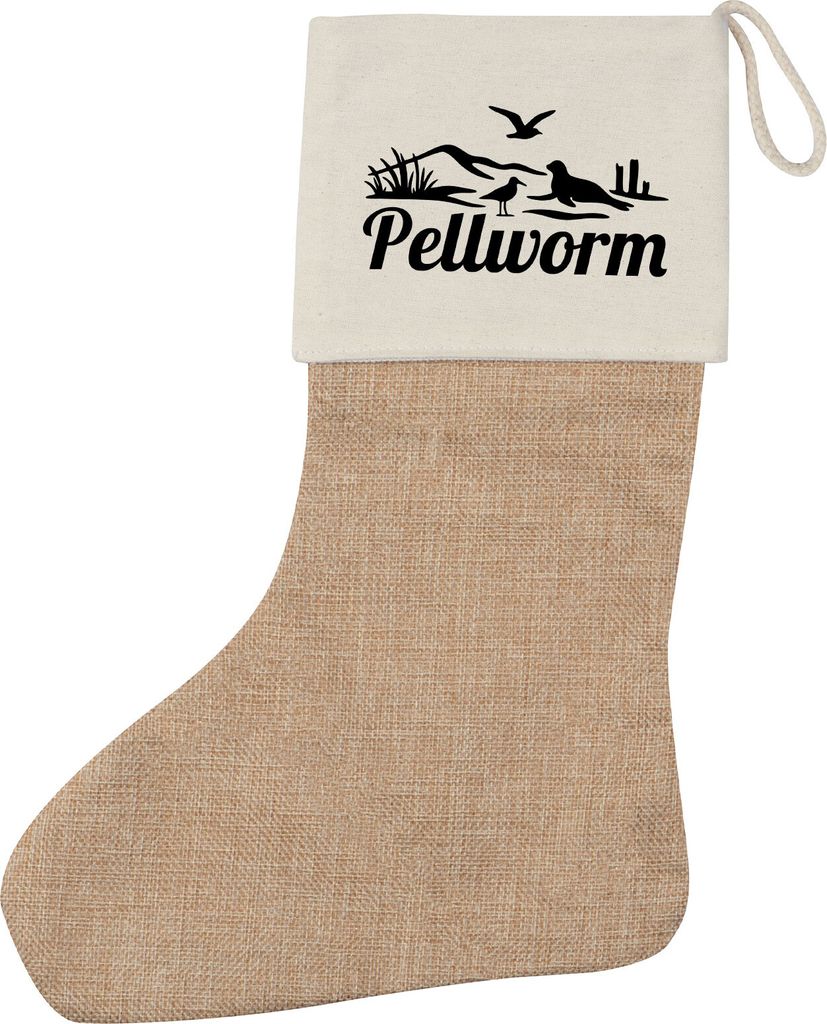 Huuraa Weihnachtsstrumpf Pellworm Strandmotiv Beige Jute Kaminstrumpf Geschenkidee