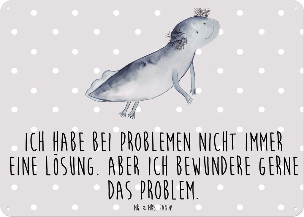 Mr. & Mrs. Panda tafel Axolotl Schwimmen DIN A6 - Grau Pastell - Geschenk, Optimistisch, Motivation, Schild, Molch, Wandbild, wandtafel, Schwanzlur...