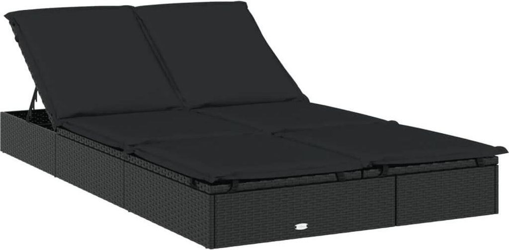 vidaXL Sonnenliege für 2 Personen mit Auflage Schwarz Poly Produktbild 