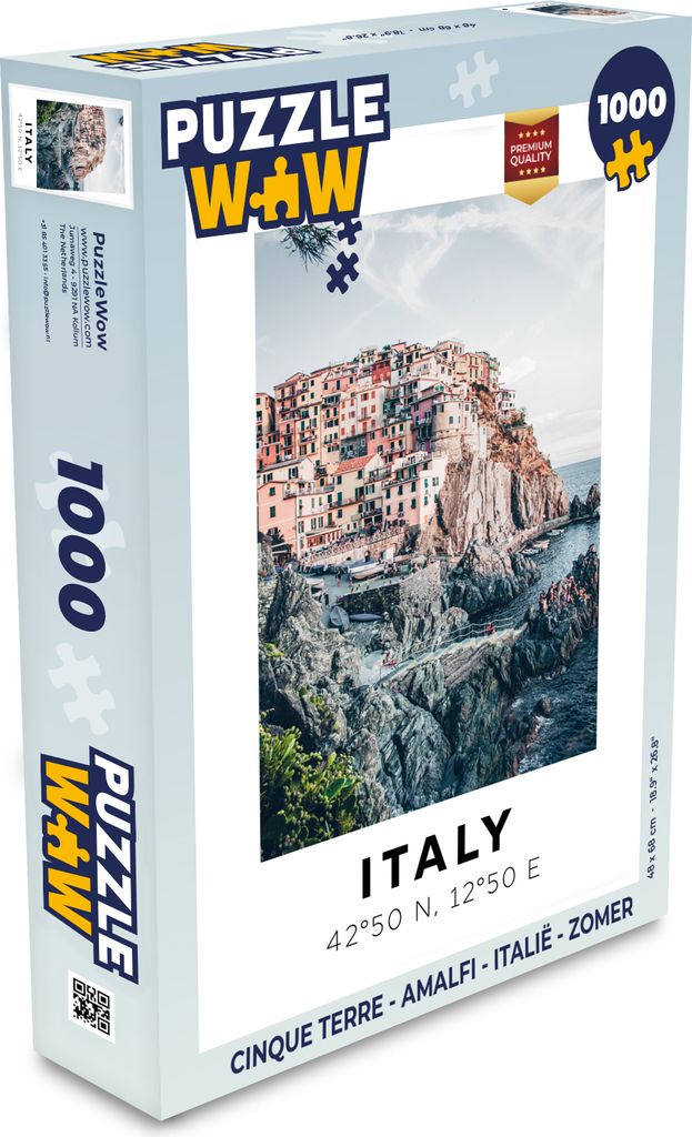 MuchoWow Puzzle 1000 Teile Cinque Terre - Amalfi - Italien - Sommer - Spielzeug - Alt und Jung - Spiele - Puzzeln