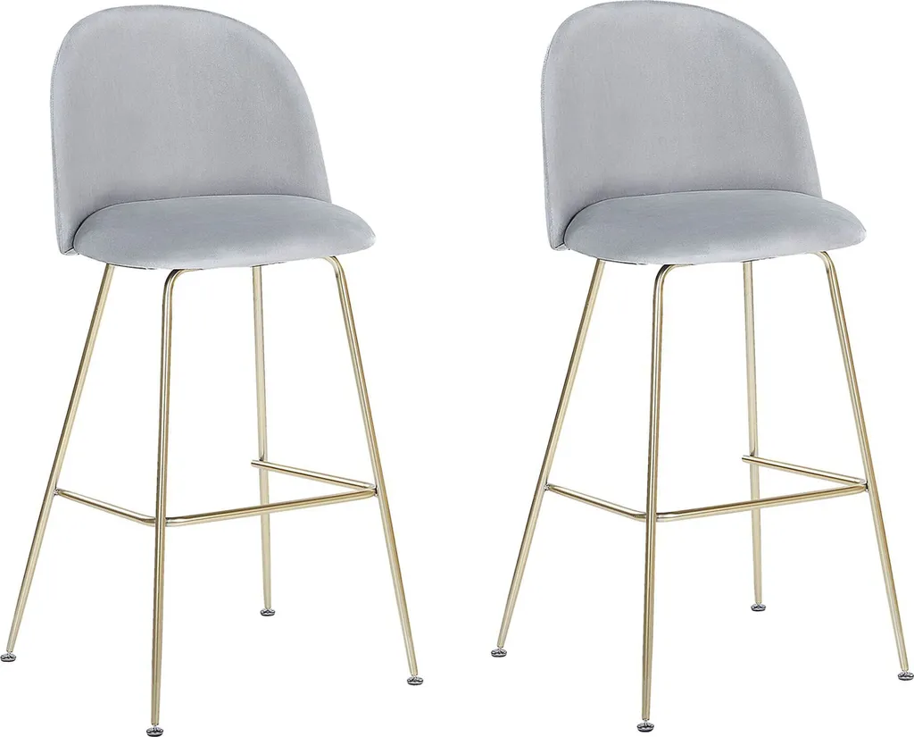 Lot de 2 chaises de bar Arcola en velours gris par Lumarko - Design Chic