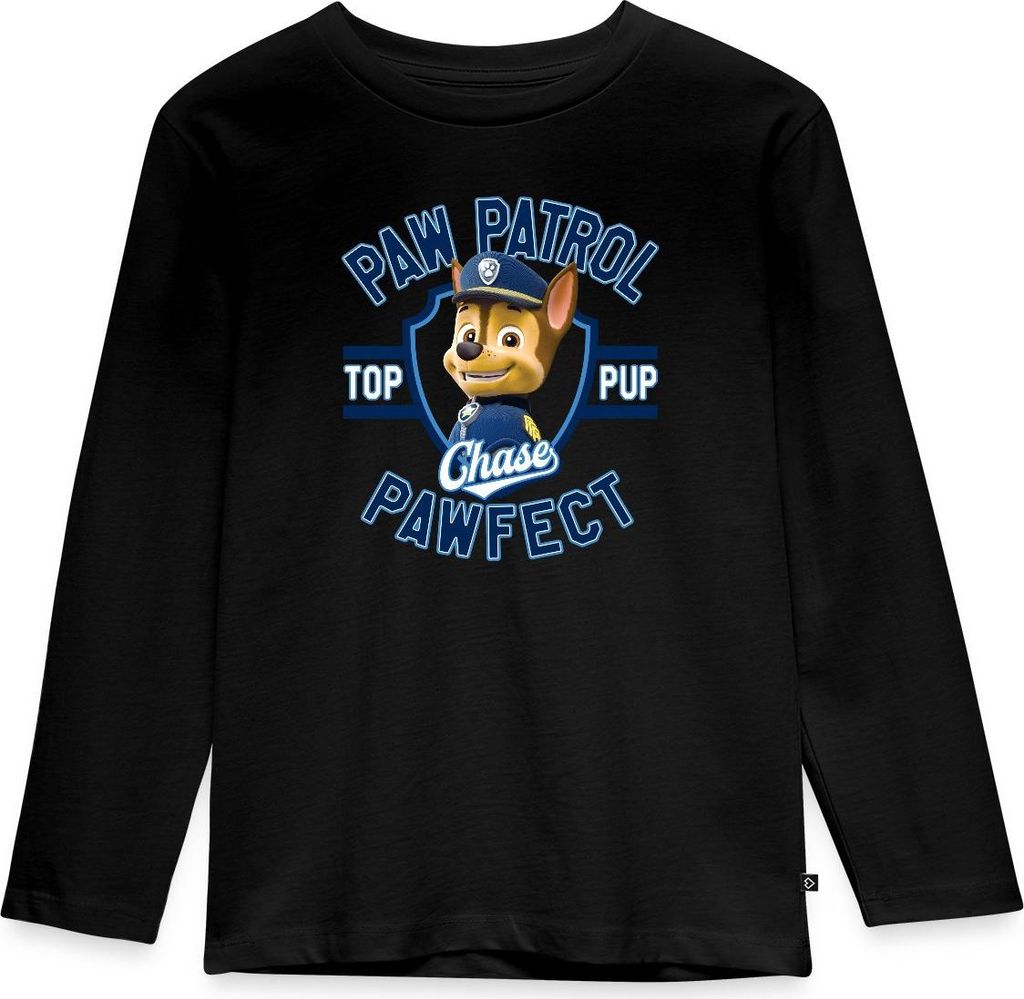 Spreadshirt Paw Patrol Chase Pawfect Kinder Premium Langarmshirt, 122/128 (6 Jahre), Schwarz