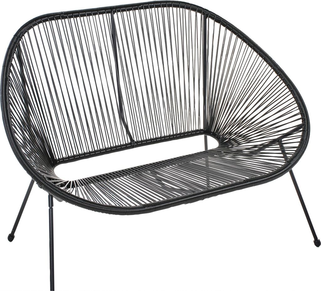 BELIANI Ławka sofa balkonowa czarna technorattan stal 114 Zdjęcie produktu 6
