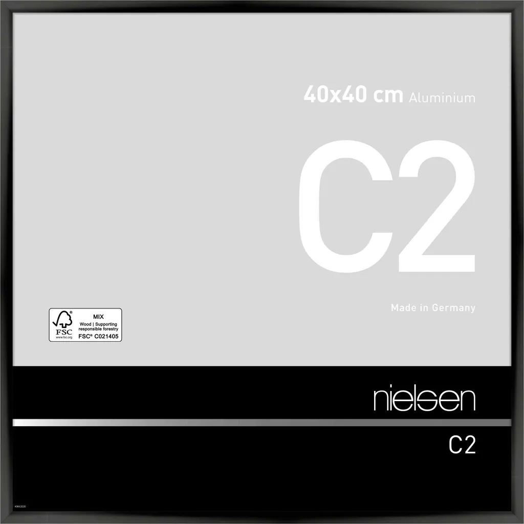 Telaio Nielsen C2 40x40 Alluminio Nero Lucido | Cornice Design Professionale