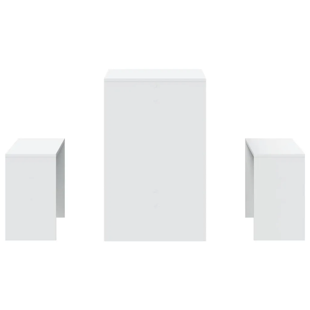 Maison Exclusive Set Pranzo Bianco 3 Pezzi con Tavolo e Panche - 5
