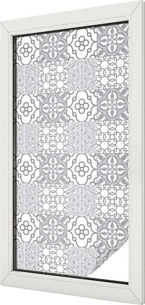 Buntglas Fensterfolie – 100x100 cm – Stained-Glass Design – blickdichte dekorative Sichtschutzfolie – selbstklebend, UV-Schutz – Klassisc...