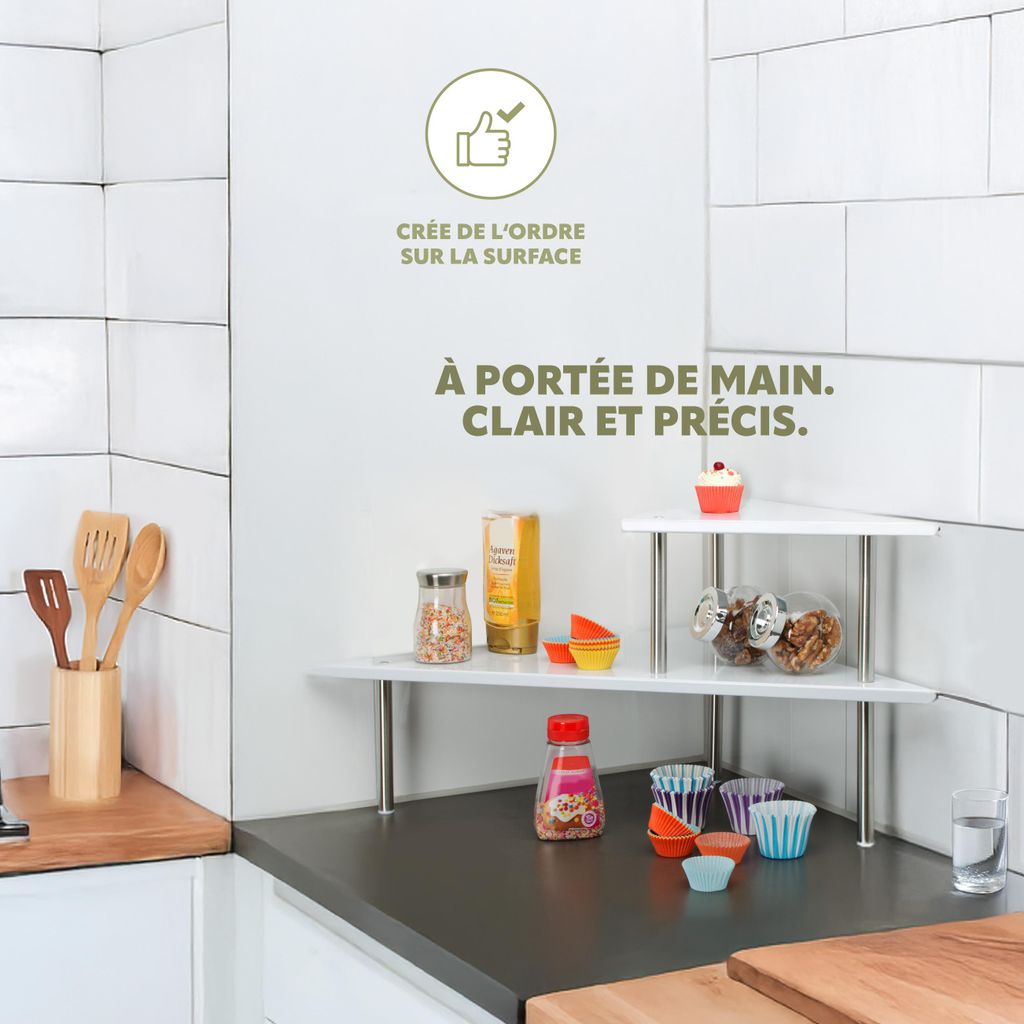 Bremermann Étagère D'Angle Cuisine Verre Et Acier Inoxydable - Rangement Pratique Et Élégant