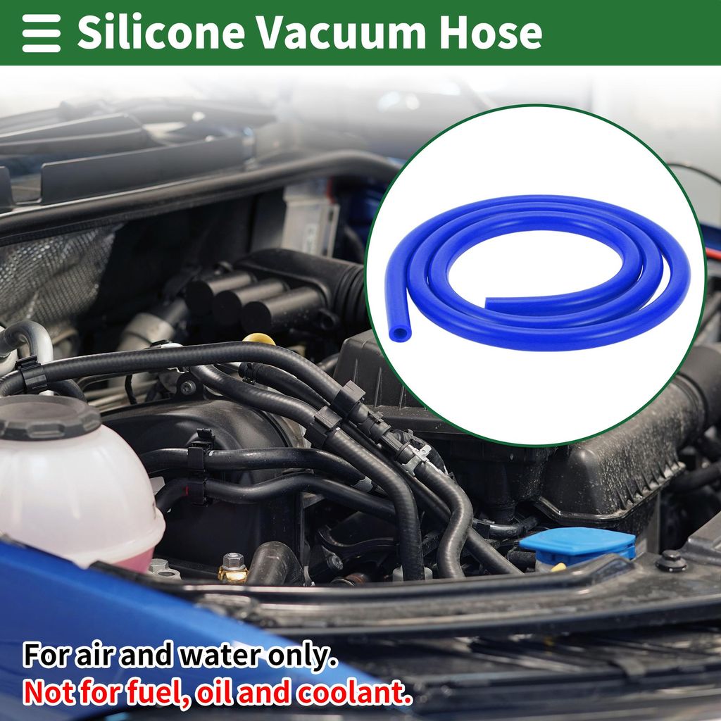Silikon-Vakuumschlauch für Automobil-Vakuumsysteme 3,3 Fuß 4/6/8/12m ID 2mm Dicke Hochtemperatur-Blau 1 Set 130PSI Maximaldruck