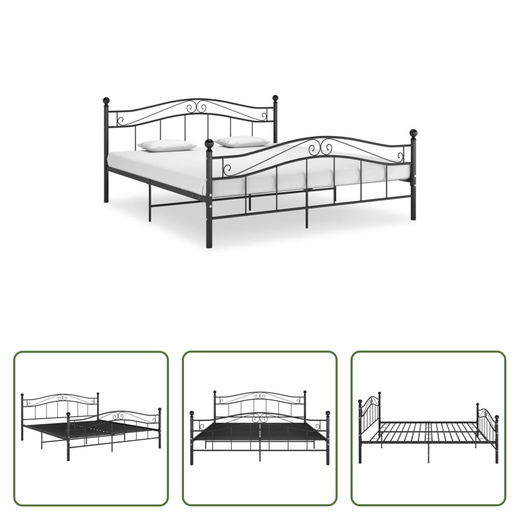 The Living Store Bett Schwarz Metall 140x200 cm Produktbild 