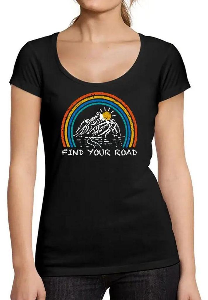 Damen Grafik T-Shirt Finde deinen Straßen-Regenbogen – Find Your Road Rainbow – Öko-Verantwortlich Vintage Jahrgang Kurzarm Lustige Druck Geb...