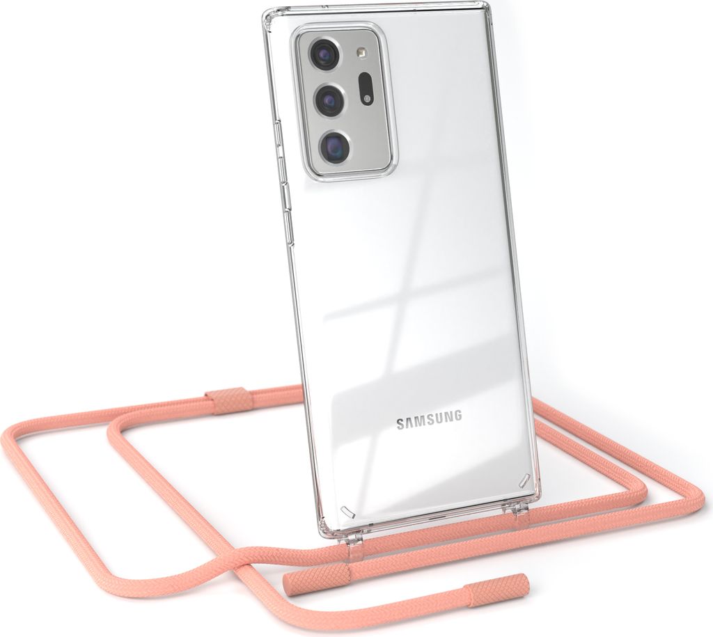 EAZY CASE Handykette für Samsung Galaxy Note 20 Ultra / Note 20 Ultra 5G, Clear Case aus Silikon, mit Umhängeband, abnehmbare Endstücke, Handyba...